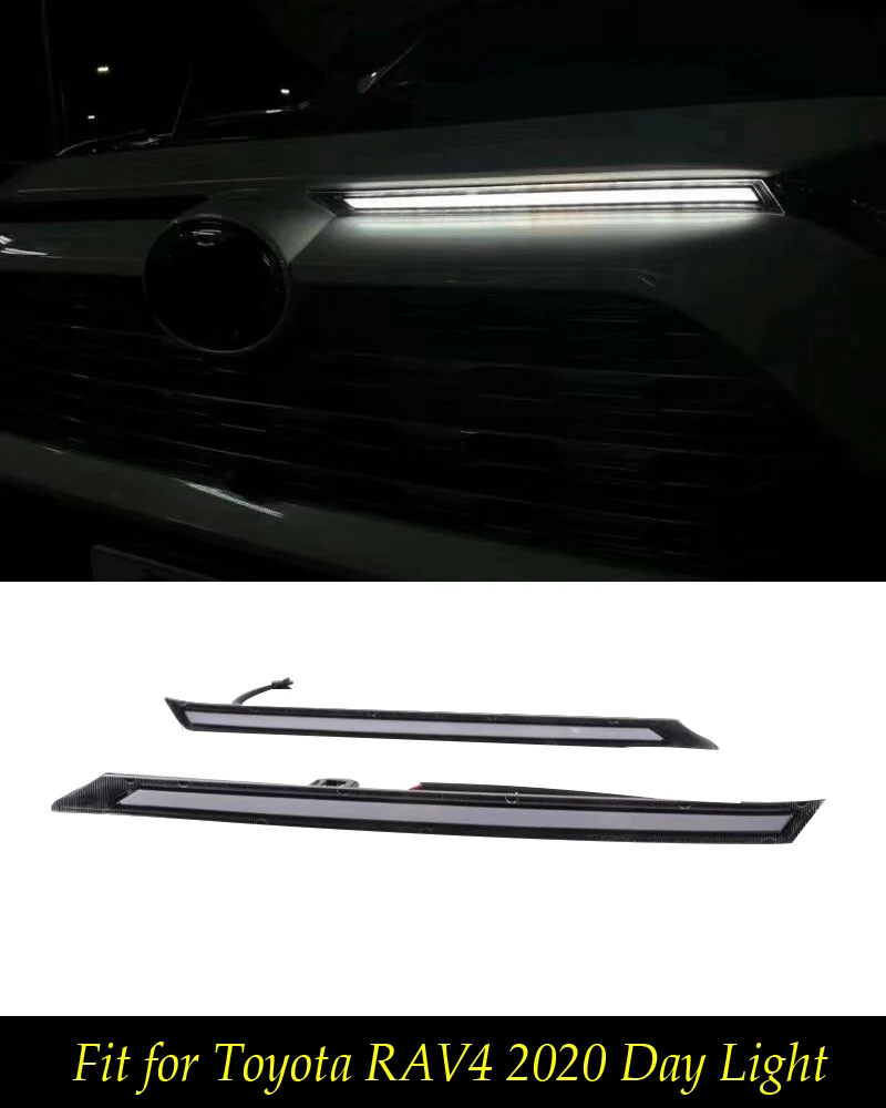 For Toyota RAV4 2019 2020 1 Pair Yellow Turn Signal Function Car DRL LED Daytime running Light Automobile Cover Decoration | Автомобили и