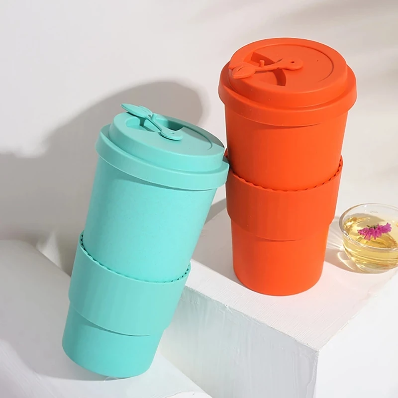 

500ML Pure Color Bamboo Fiber Eco-friendly Coffee Cup Water Bottle Drinking Water Cup Bottles Girls Gifts