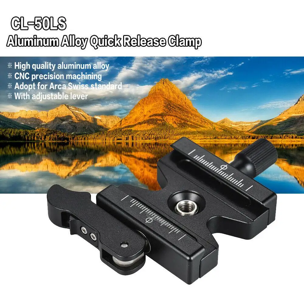 

CL-50LS Quick Release Clamp Aluminum Alloy Quick Release Clamp With 1/4" to 3/8" adapter screw for Arca Swiss Plate Tripod