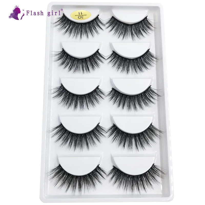 

Flash Girl Wholesale 3D-11 5pais 3D Mink Eye Lashes Handmade Natural False Eyelashes for Makeup
