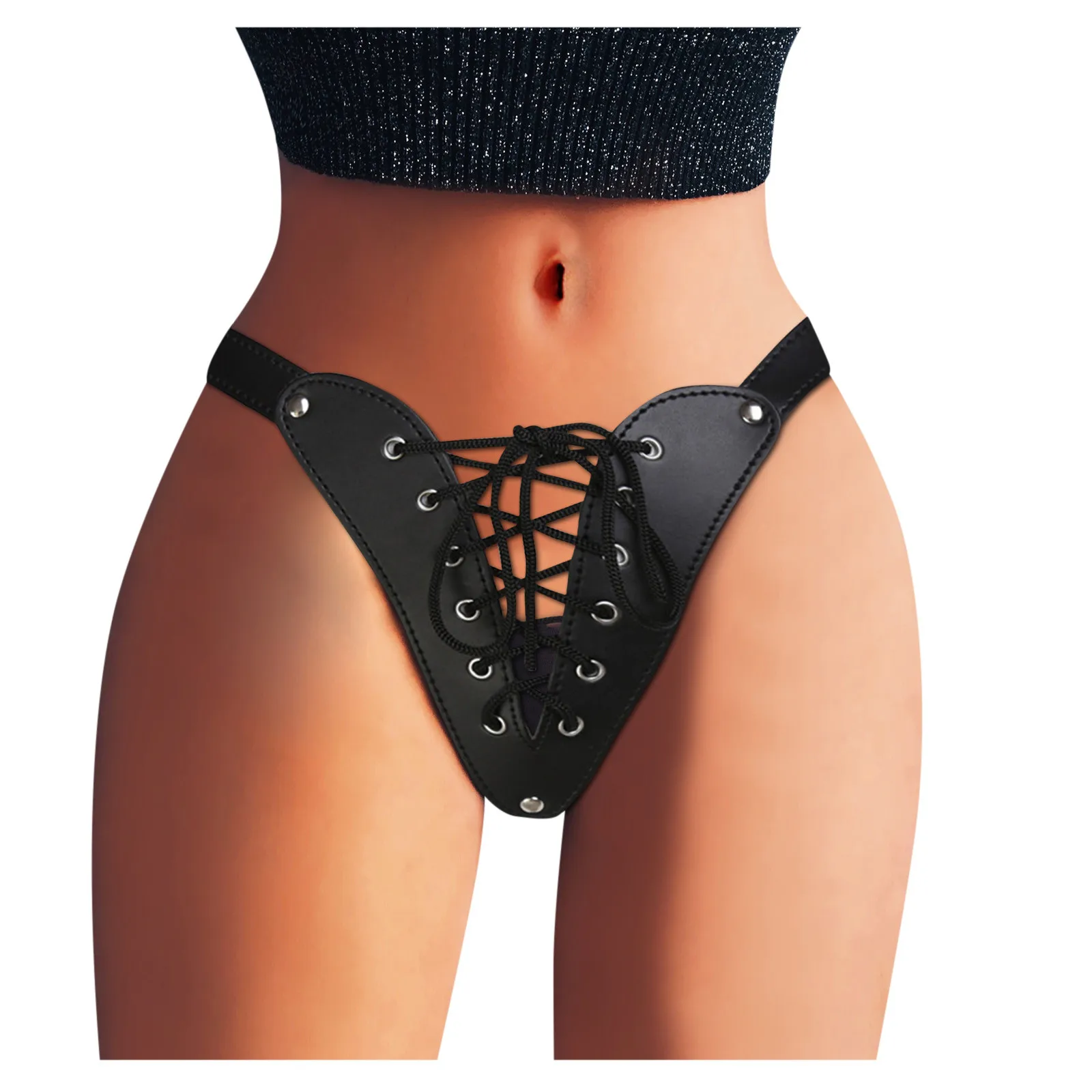 

Women's Sexy Lingerie Leather Strap Panties Lingerie Underpants Briefs Tanga Female Thong Underwear Ikini Knickers G-string