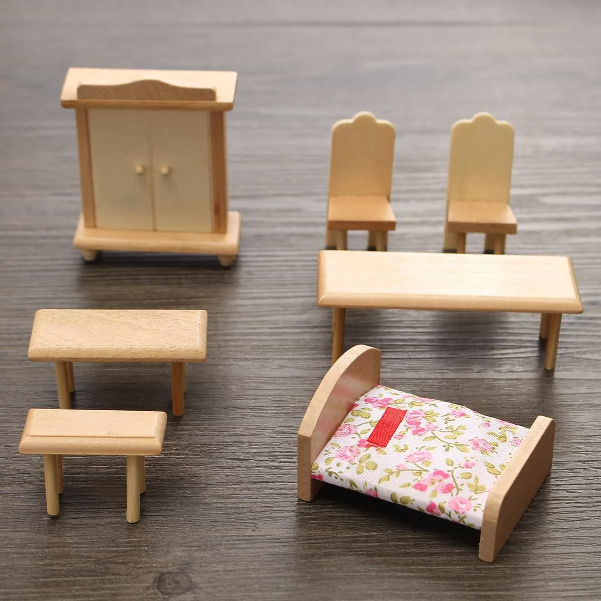 

29 Pcs/Set 3D Dollhouse Miniature Model Unpainted Wooden Furniture Suite 1:24 Scale Model Doll Toys For Kids Children Gift