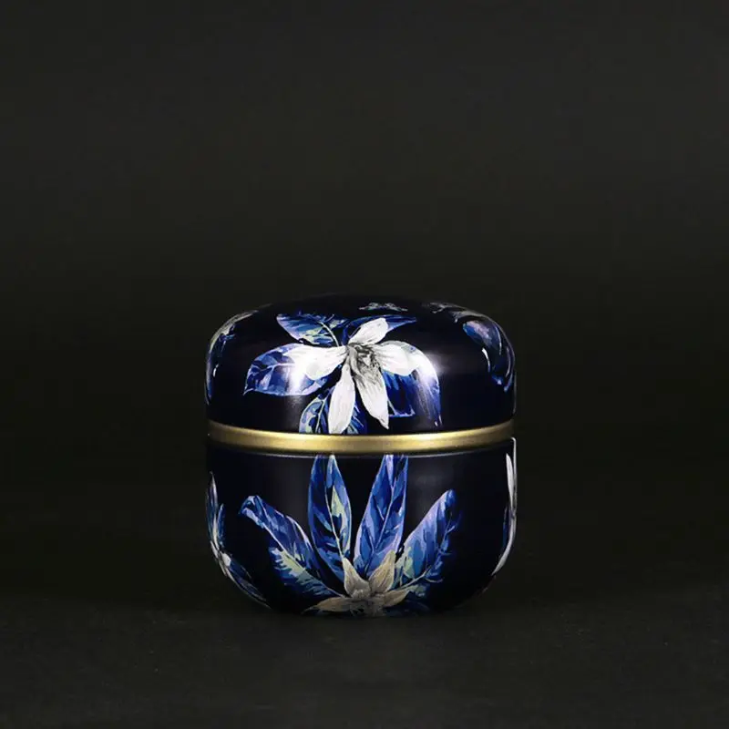 

Flower Mini Tin Loose Tea Coffee Candy Storage Box Round Metal Case Wedding Favor Organizer Container Japanese Style