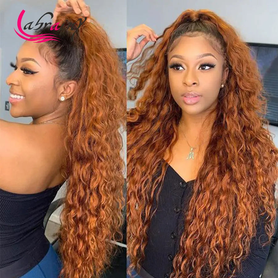 

30 Inch 13x6 HD Transparent Kinky Curly Human Hair Wig Ombre Honey Blonde Lace Frontal Wigs Full Highlight Brown Wig Pre Plucked