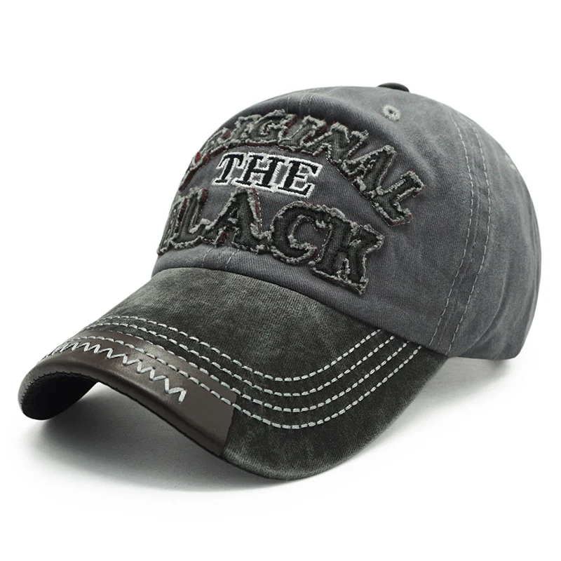 KUNBKANG, винтажная хлопковая бейсболка, мужская, летняя, повседневная, Snapback, шапки для женщин, Gorras, папа, шапка с надписью, черная, Мужская бейсболки из промытого хлопка - Цвет: gray