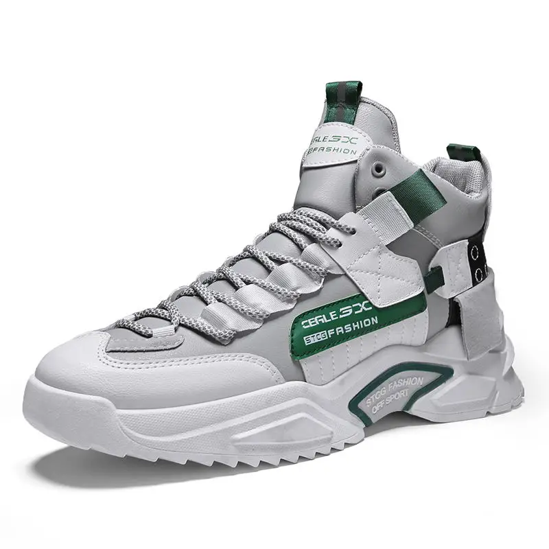 

Men's High Top Fashion Leather Sneakers Trend Hot Sale Comfortable Man Casual Sport Outdoor Non-slip Breathable Sneakers Running