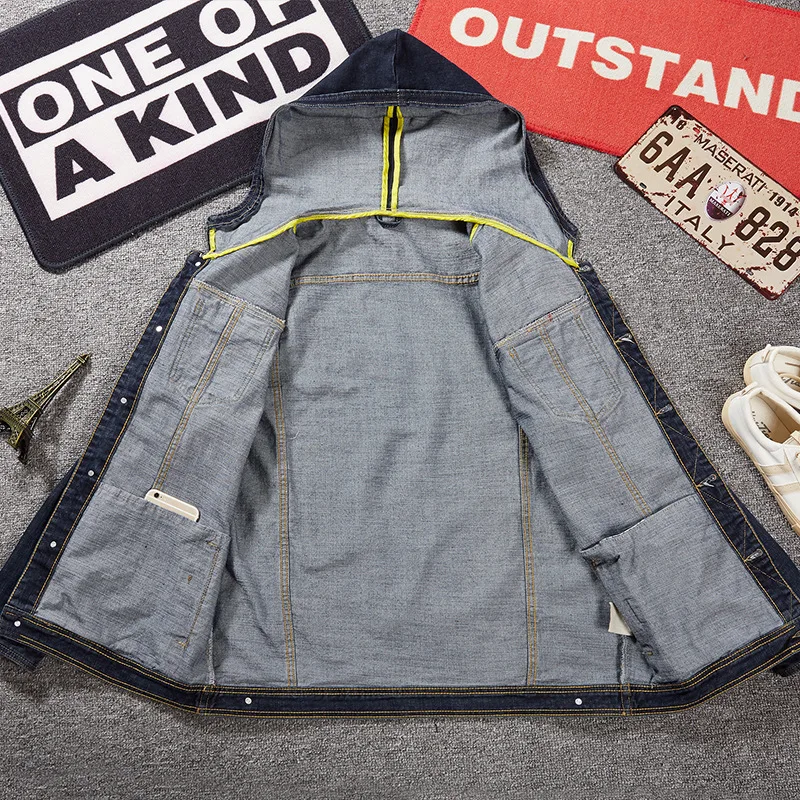 

Plus Size 8XL Men Denim Loose Fashion Hip Hop Hooded Jacket New Autumn Single Breasted Casual Bomber Coat Outerwear