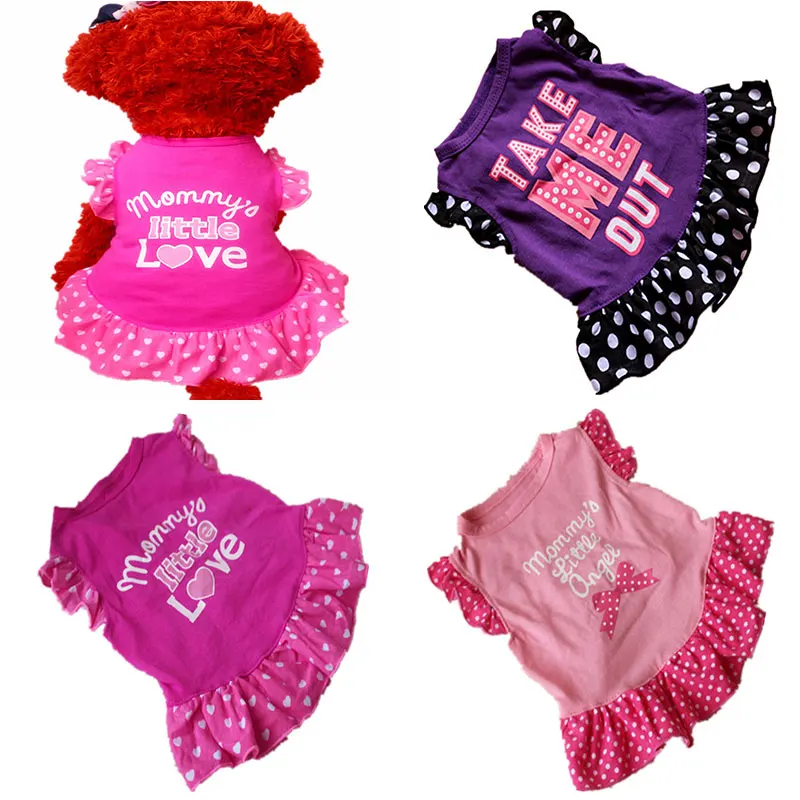 

New Pet Supplies Dog Dress Cupcake Lace Cute Princess Colorful Pet Dress Puppy Accessory Clothes Cotton Flying Sleeve Skirt
