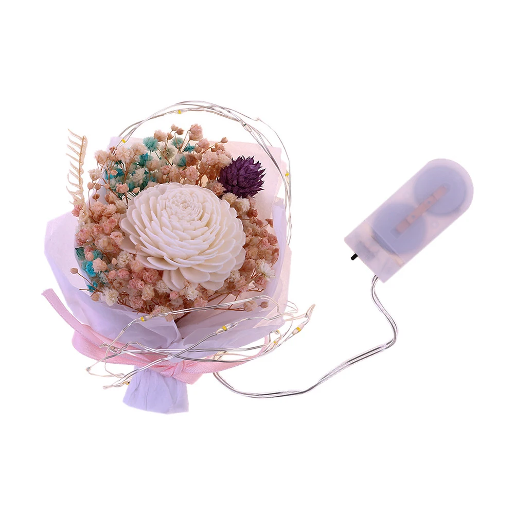 Гипсофиловый букет из сушеных цветов Звездные огни стеклянные украшения