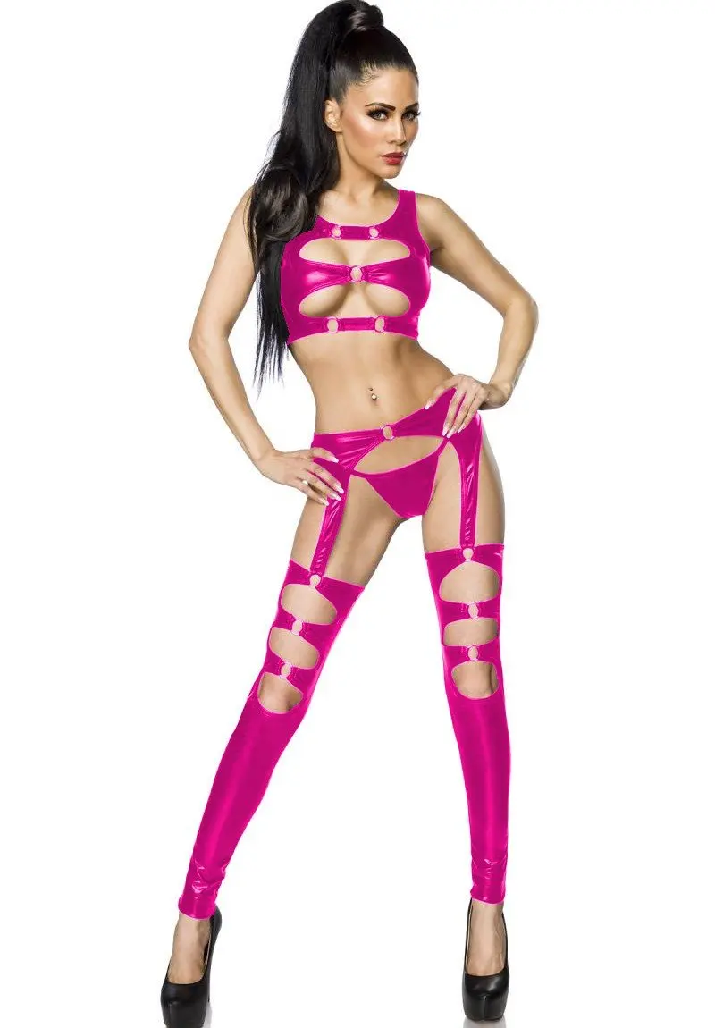 Сексуальное женское эротическое белье комбинезон из ПВХ с вырезами