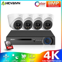 4k nvr kit 4ch poe camera system two way audio color night vision ip camera outdoor cctv security video surveillance system set