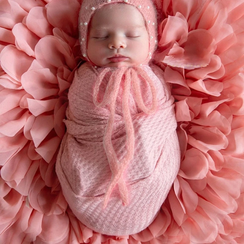 

Newborn Baby Knitted Swaddle Wraps Receiving Blanket Infants Toddler Photography Props Photo Shooting Accessories