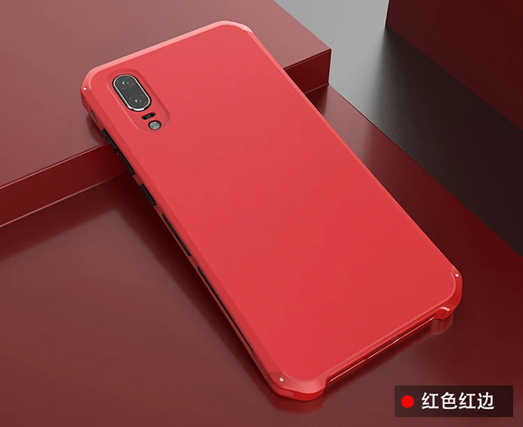 Red Red Side Текстурированная антиосенняя металлическая рамка P20 Пластиковая Задняя пластина для huawei P20 алюминиевый сплав p20 для P20 бампер чехол с подарком - Цвет: Red Red Side