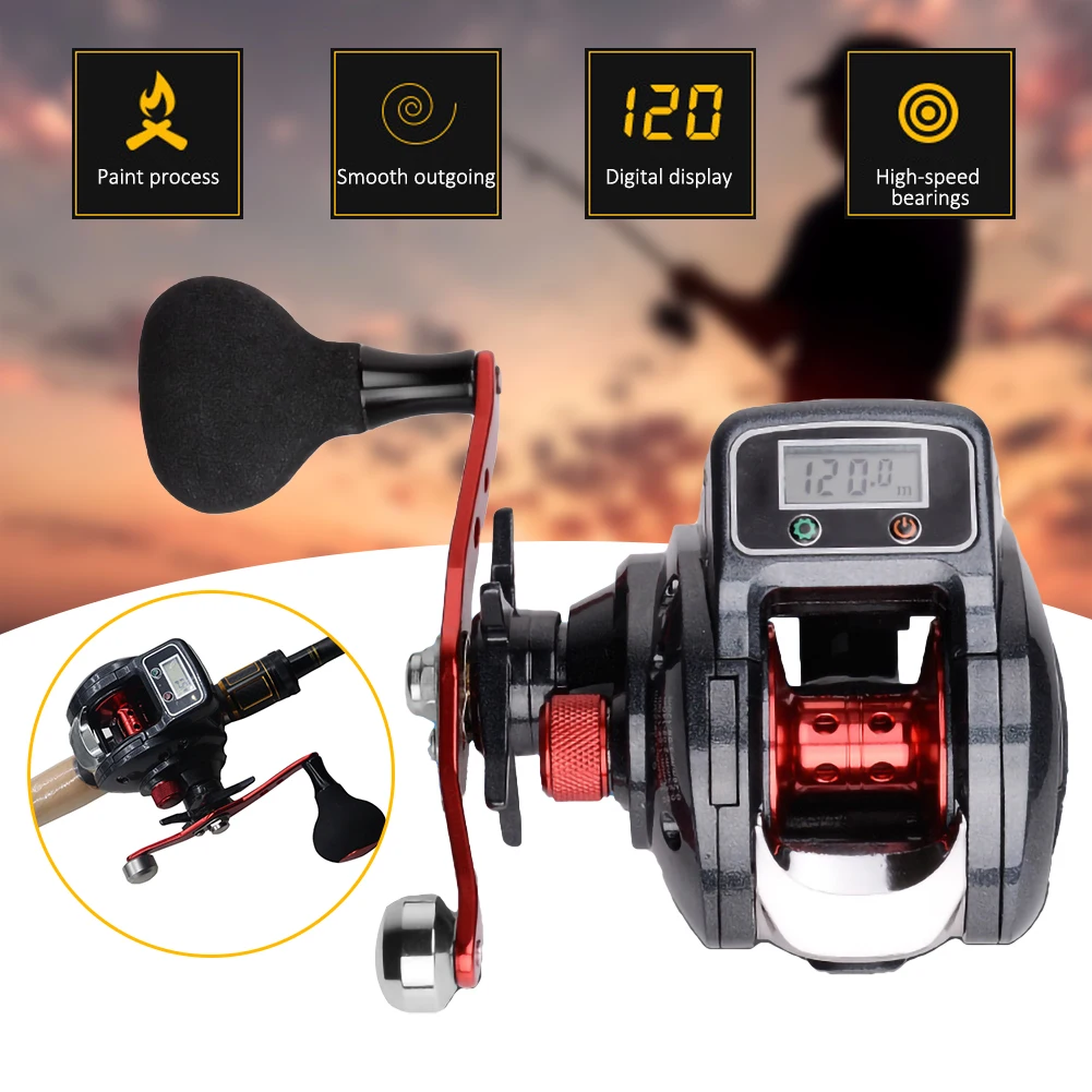 

6.3:1 13+1BB Fishing Reel Left / Right Hand Low Profile Line Counter Fishing Tackle Gear with Digital Display Carretilha Pesca