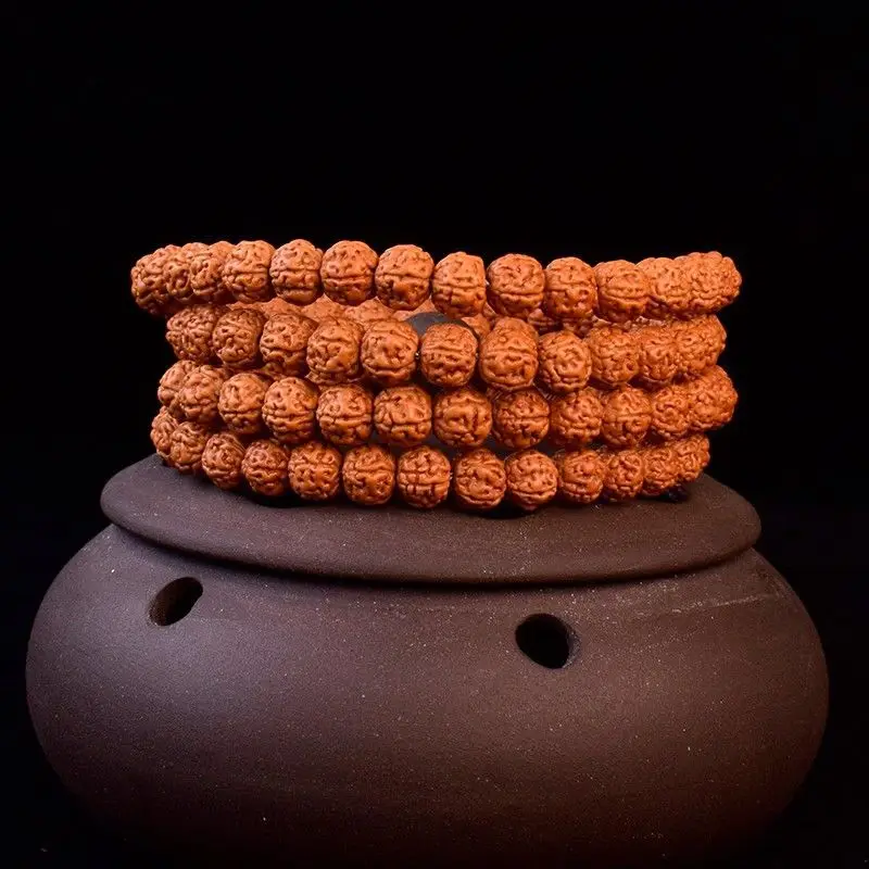 

5/7/9mm Natural Rudraksha Mala 108 Beads Hindu Prayer Meditation Buddhist for Necklaces Meditation Practice Bracelet Accessories