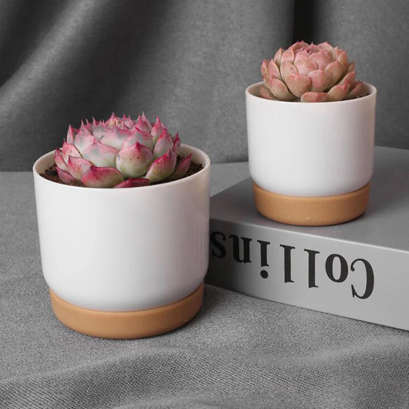 

Imitation Ceramic Plastic Flower Pot Succulent Plant Pot Double-layer Succulent Green Dill Small Green Plant Flower Pot