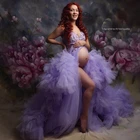 Тюлевое платье для беременных с бусинами и съемным шлейфом