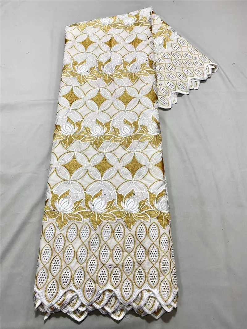 

5yards african cotton lace fabric new fashion flowers pattern design good quality swiss voile lace for dress KC12025