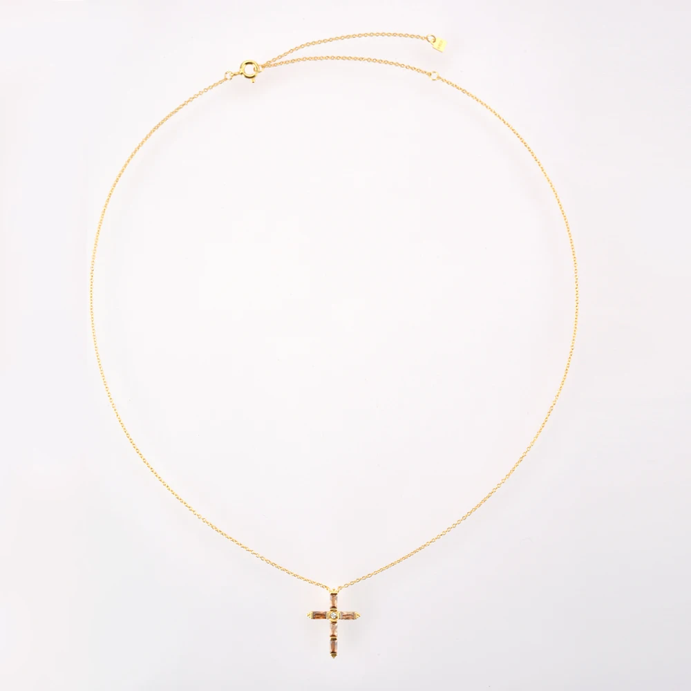 Ожерелье ANDYWEN из стерлингового серебра 925 пробы с разноцветным крестом и кулоном