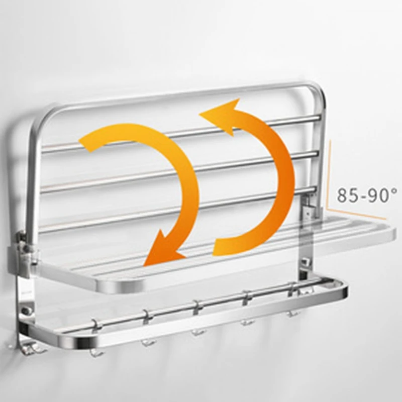 

Towel Rack Free Punching Bathroom Accessories Toilet Wall-Mounted Foldable Shelf