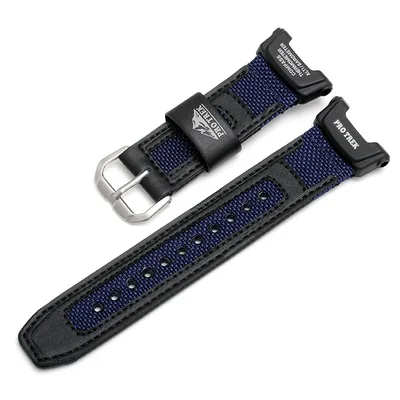 nylon + leather Band strap for casio PROTREK PRG-240B-2 blue color replacement band casio PRG-240B accessories
