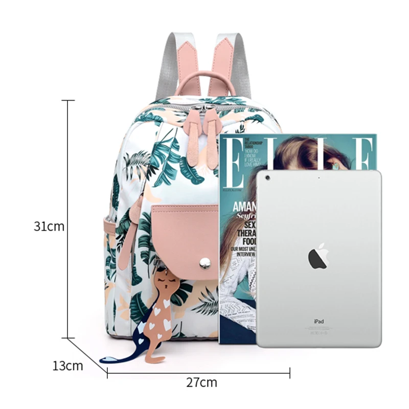 2019 Модный водонепроницаемый нейлоновый женский рюкзак с цветочным принтом