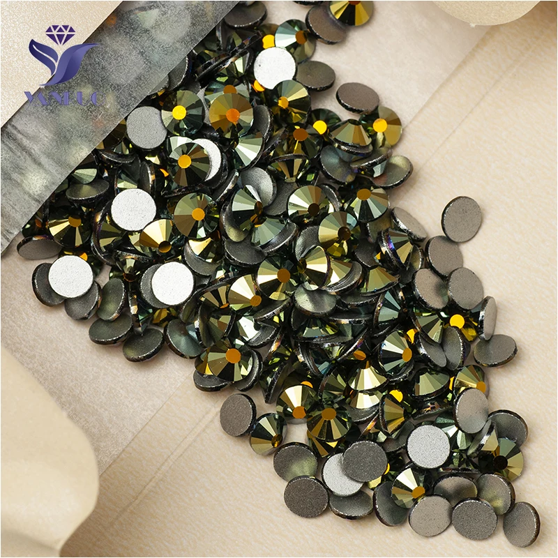 

YANRUO 2058NoHF All Sizes Jet AB Crystals Stone Non Hot Fix Rhinestones Strass Flatback For Dress Accessories