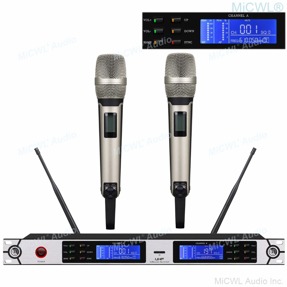 100% подлинный MiCWL SKM9000 2 ручной беспроводной микрофон для караоке СВЧ регулируемая