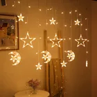 Светодиодный ная гирлянда со звездами, гирлянда-занавес, рождественсветильник рлянда s для украшения комнаты, дома, праздника, освесветильник для свадьбы, Мубарак, декор для Рамадана