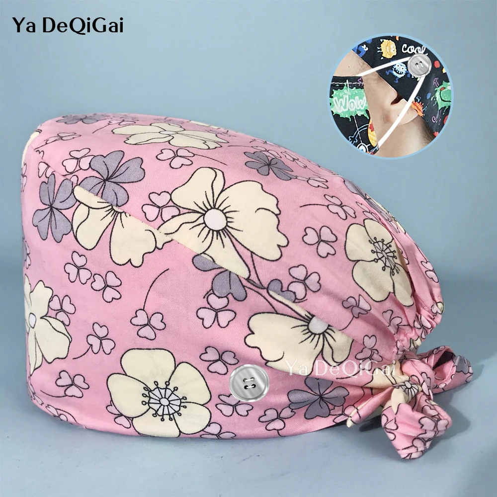 

Unisex Scrubs Work Hats Beauty Salon Work Caps Printing Pet Caring Hats Cute Cotton Elastic Scrubs Caps Pet Hats Accessories