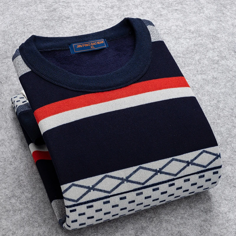 

Winter plus size men's warm clothing pullover Striped bottoming shirt Variety of styles