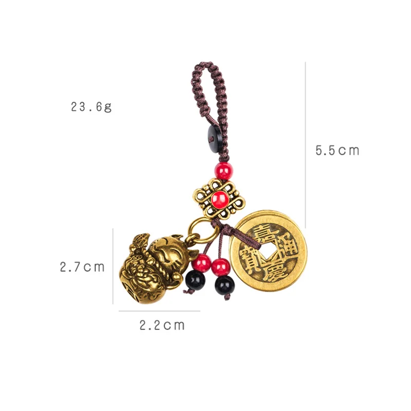 Брелок Lucky Cat из латуни с подвеской милый брелоки животными ручной работы висячий
