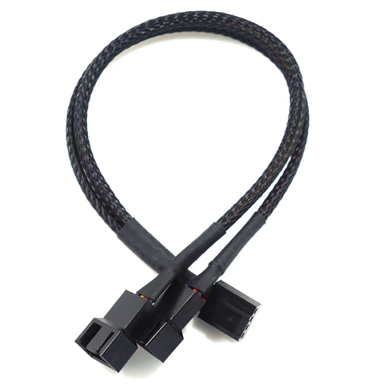 

Copper 2 Way PWM 4Pin/3Pin Computer Fan Sleeved Splitter Extension Cable 27cm