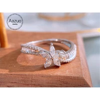 aazuo 18k solid white gold real diamonds luxury ladder flower s line ring gift for woman high class banquet engagement party