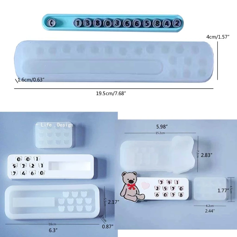 

DIY Resin Mold Suitable for Jewelry Silicone Resin Molds Including Bear Parking Sign Car Number Plate Decoration Mold T8DE