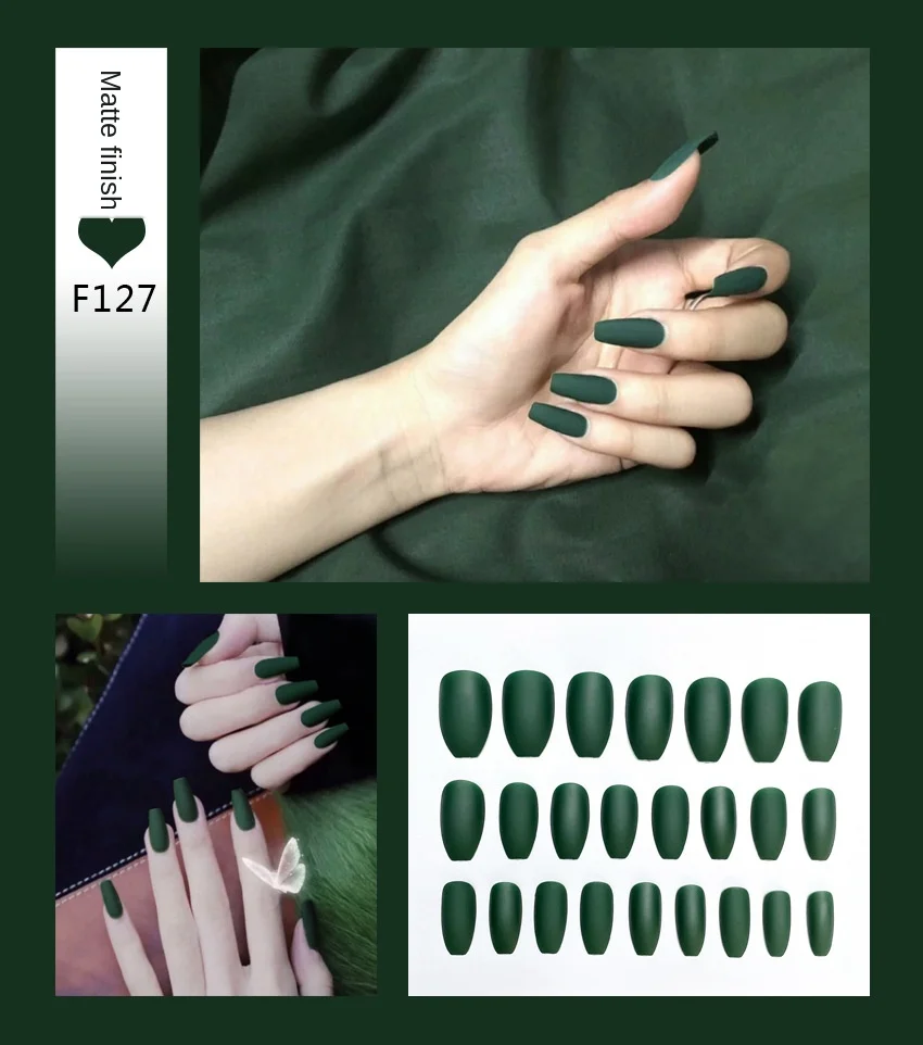 

newNailArt Fake Nails Stiletto Tips Clear Press on Long False with Glue Coffin Stick Display Full Cover Artificial Designs Matte
