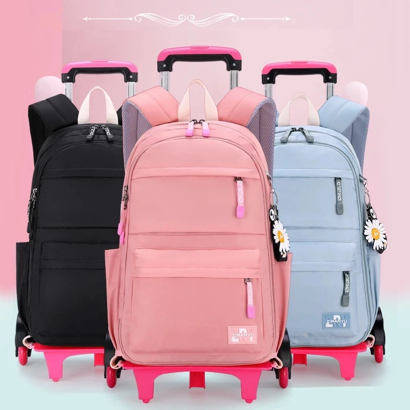 2021 Student School bag Rolling Backpack kids Trolley bag girl school backpack Multifunctional child waterproof backpack wheels