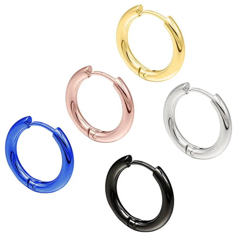 

2pcs/lot Trendy Quilted Earrings Women Men Stainless Steel Circle Earing 2022 Girls Titanium Metal Female Hoops Ear Ring