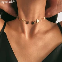 gothic bohemian tiny star choker necklace women statement collares korean minimal heart chain pendant necklace vacation jewelry