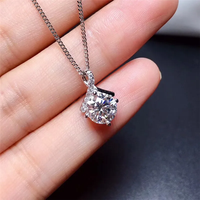 LeeChee Moissanite подвеска 1CT 6 5 мм VVS Lab бриллиантовое ожерелье для подруги подарок на