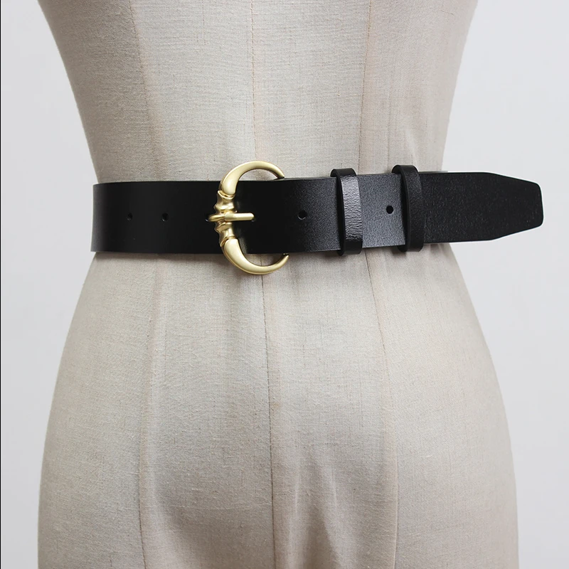 

SeeBeautiful PU Leather Belts Female Decorative All-match Metal Pin Buckle Waist Seal Spring 2021 New Fashion W978