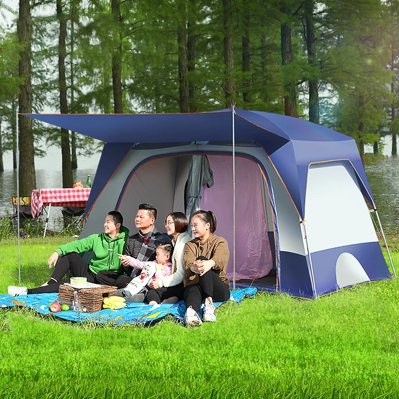 

4-6 Person One Hall Two Bedroom Outdoor Large Tent Rainproof Thickened Tents Outdoor Camping Multifunction Portable Tent