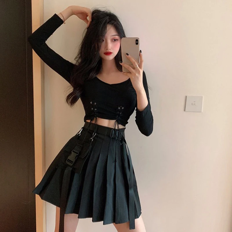 Женская юбка с завышенной талией повседневная винтажная плиссированная