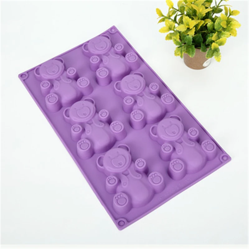 Силиконовая 6 с мультяшным рисунком форма для выпечки в виде медведя персонажа DIY