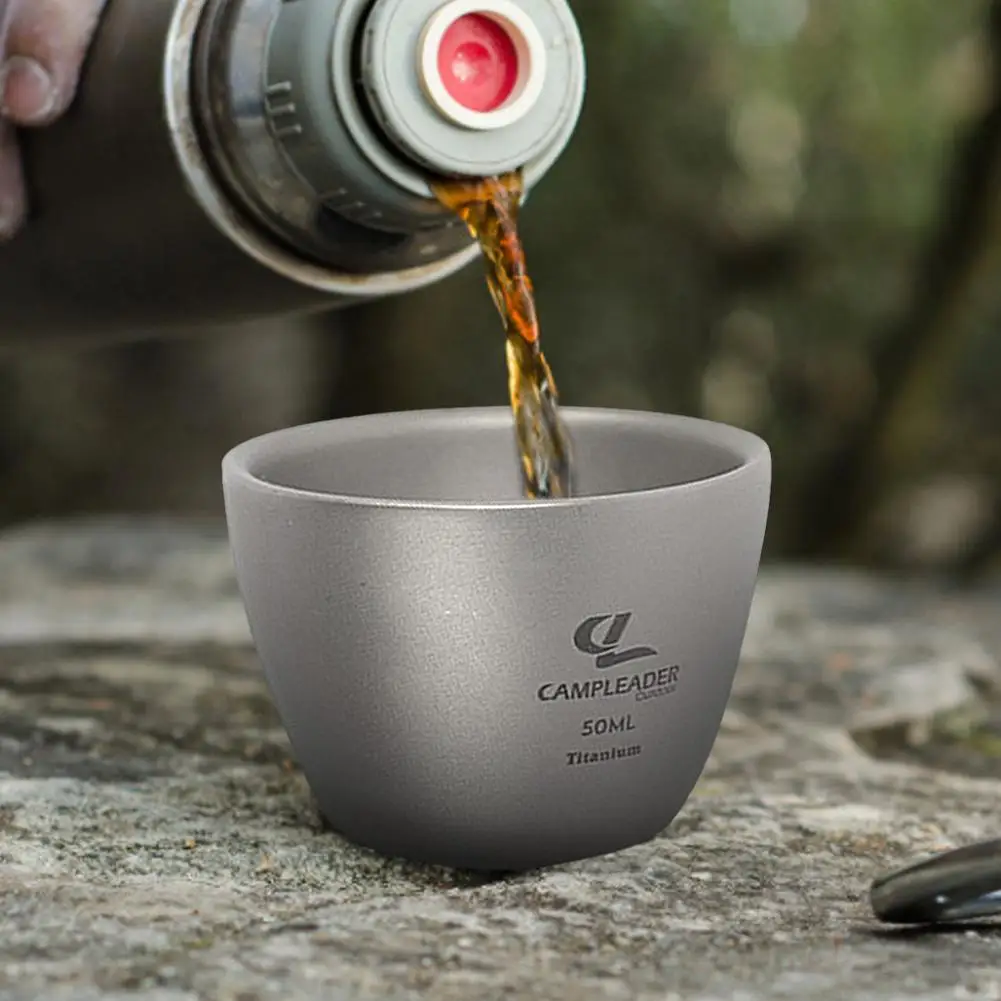 

50ml Outdoor Portable Tea Set Titanium Cup Pure Titanium Tea Cup Portable Shochu Cup Titanium Metal Tea Set Small Tea Cup