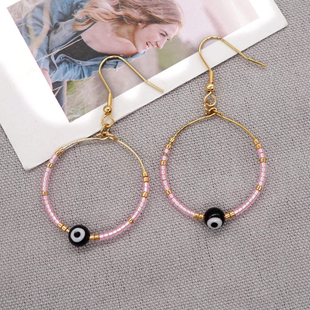 Go2BoHo серьги-кольца ювелирные изделия голубой Турецкий Дурной глаз