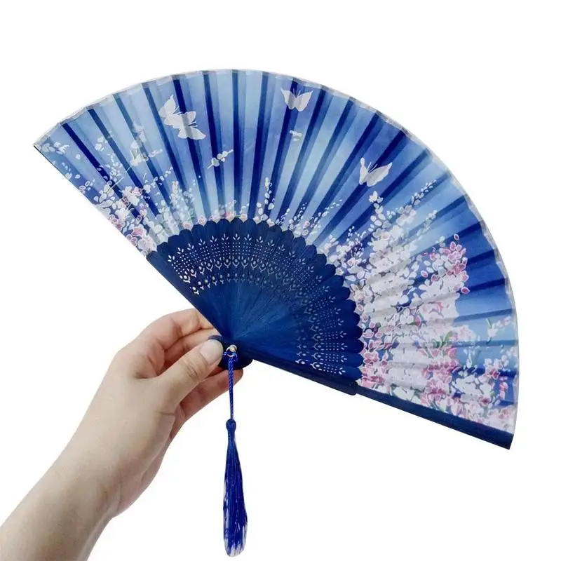 

1PC Chinese Style Fan Folding Dance Wedding Party Lace Women Tool Prop Flower Hand Girl Held Fan Folding Photo Silk X6Z4