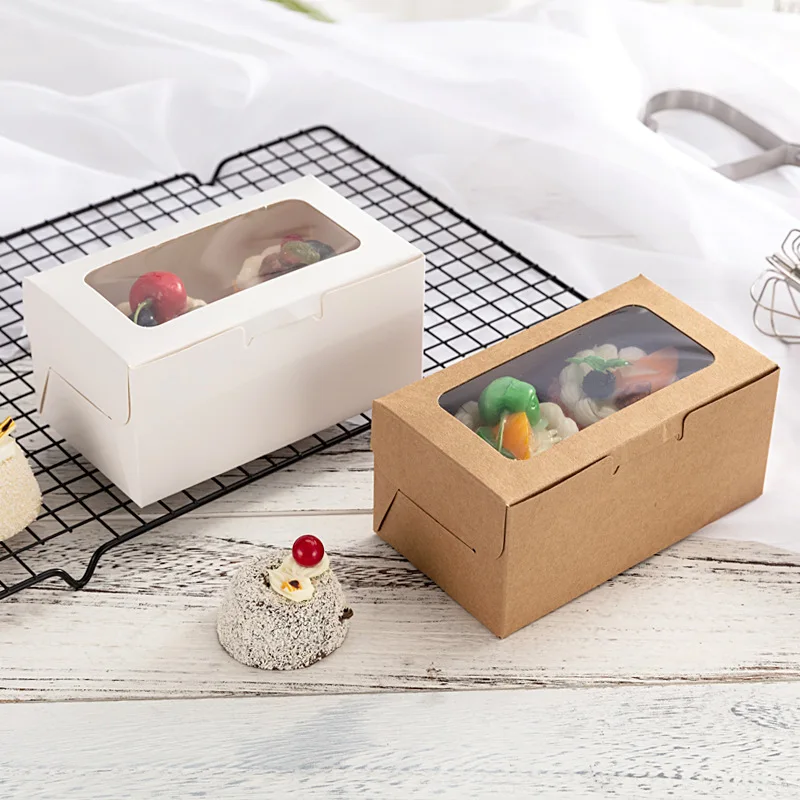 

20 шт./лот 2/4/6 чашки бумажная коробка для кексов с прозрачным окном коробка для кексов для вечевечерние коробка для кексов для свадебвечерние НКИ упаковочная Подарочная коробка для дня рождения