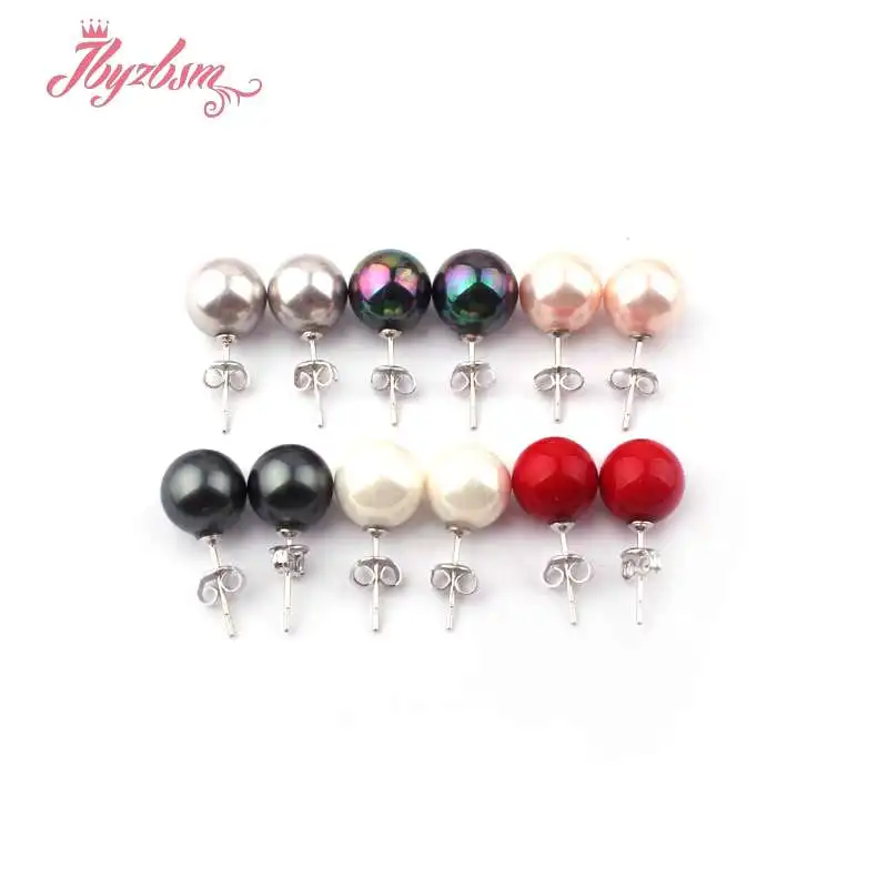 Женские серьги-гвоздики с жемчугом 10 мм | Украшения и аксессуары