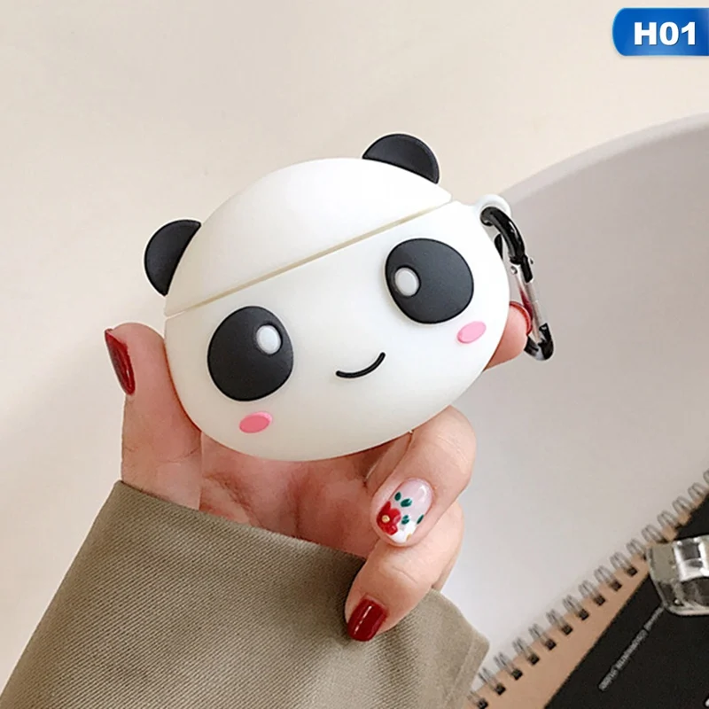 H01 Чехол для наушников Airpods чехол силиконовый Милая мультяшная панда мягкие наушники чехол для Apple Air Pods Earpods чехол - Цвет: H01
